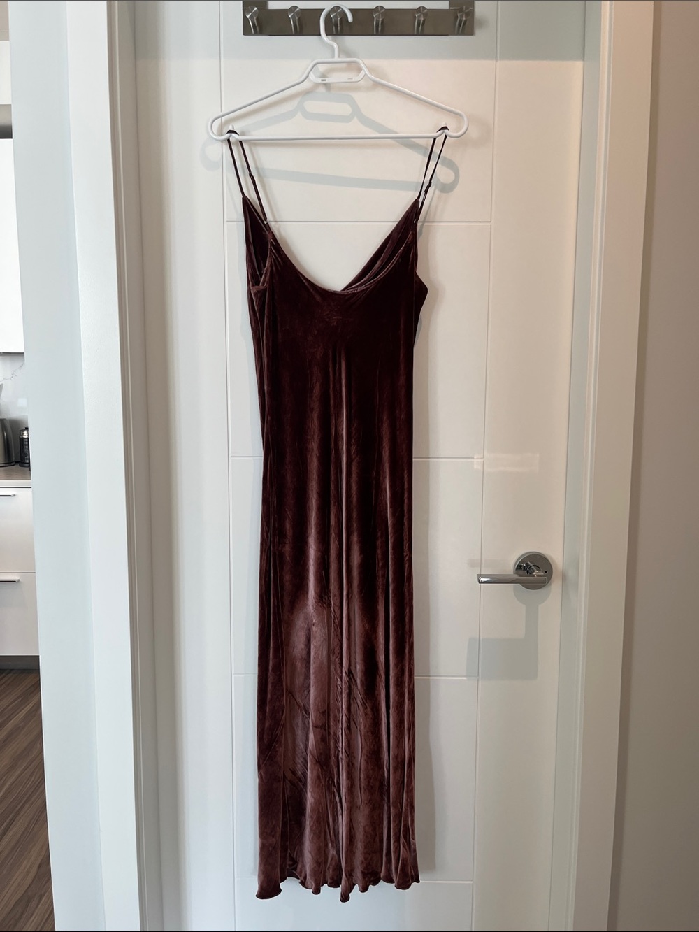 Wilfred Velvet Slip Dress in Soft Rust - Picture 3 of 7